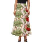 Strawberry Fruit Tiered Ruffle Maxi Skirt