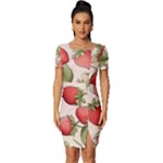 Strawberry Fruit Fitted Knot Split End Bodycon Dress