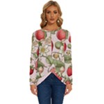 Strawberry Fruit Long Sleeve Crew Neck Pullover Top