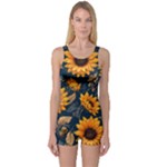 Flower Pattern Spring One Piece Boyleg Swimsuit