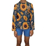 Flower Pattern Spring Kids  Long Sleeve Swimwear