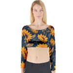 Flower Pattern Spring Long Sleeve Crop Top