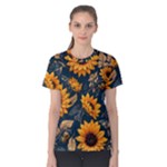 Flower Pattern Spring Women s Cotton T-Shirt