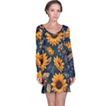 Flower Pattern Spring Long Sleeve Nightdress