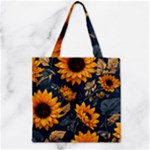 Flower Pattern Spring Zipper Grocery Tote Bag