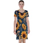 Flower Pattern Spring Short Sleeve Nightdress