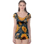 Flower Pattern Spring Boyleg Leotard 