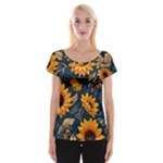 Flower Pattern Spring Cap Sleeve Top