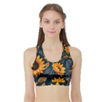 Flower Pattern Spring Sports Bra with Border