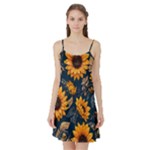 Flower Pattern Spring Satin Night Slip