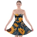 Flower Pattern Spring Strapless Bra Top Dress
