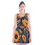 Flower Pattern Spring Scoop Neck Skater Dress