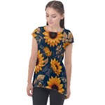 Flower Pattern Spring Cap Sleeve High Low Top