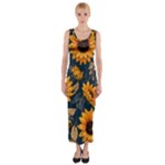 Flower Pattern Spring Fitted Maxi Dress