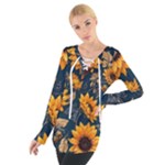 Flower Pattern Spring Tie Up T-Shirt