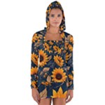 Flower Pattern Spring Long Sleeve Hooded T-shirt