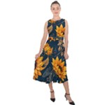 Flower Pattern Spring Midi Tie-Back Chiffon Dress