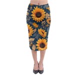 Flower Pattern Spring Midi Pencil Skirt