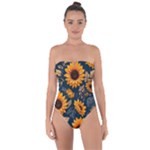 Flower Pattern Spring Tie Back One Piece Swimsuit