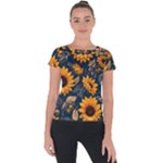 Flower Pattern Spring Short Sleeve Sports Top 