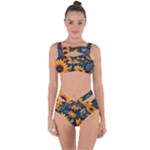 Flower Pattern Spring Bandaged Up Bikini Set 