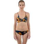 Flower Pattern Spring Wrap Around Bikini Set