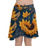 Flower Pattern Spring Chiffon Wrap Front Skirt