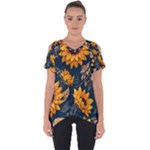 Flower Pattern Spring Cut Out Side Drop T-Shirt