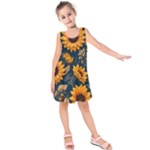Flower Pattern Spring Kids  Sleeveless Dress