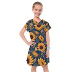 Flower Pattern Spring Kids  Drop Waist Dress