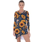 Flower Pattern Spring Asymmetric Cut-Out Shift Dress