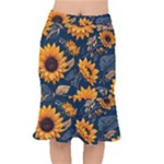 Flower Pattern Spring Short Mermaid Skirt