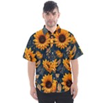 Flower Pattern Spring Men s Short Sleeve Shirt