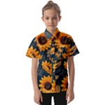 Flower Pattern Spring Kids  Short Sleeve Shirt