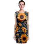 Flower Pattern Spring Sleeveless Velvet Midi Dress