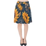 Flower Pattern Spring Velvet High Waist Skirt