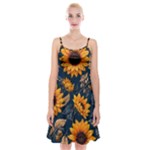 Flower Pattern Spring Spaghetti Strap Velvet Dress