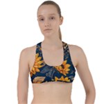 Flower Pattern Spring Criss Cross Racerback Sports Bra