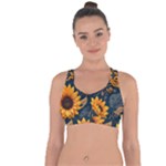 Flower Pattern Spring Cross String Back Sports Bra