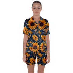 Satin Short Sleeve Pajamas Set 