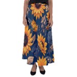 Flower Pattern Spring Flared Maxi Skirt