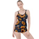Flower Pattern Spring Boyleg Tankini Set 