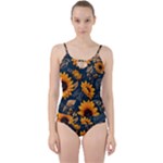 Flower Pattern Spring Cut Out Top Tankini Set