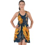 Flower Pattern Spring Show Some Back Chiffon Dress