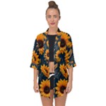 Flower Pattern Spring Open Front Chiffon Kimono