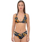 Flower Pattern Spring Double Strap Halter Bikini Set