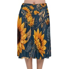Velvet Flared Midi Skirt 