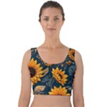 Flower Pattern Spring Velvet Crop Top