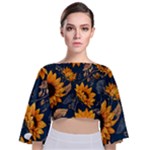 Flower Pattern Spring Tie Back Butterfly Sleeve Chiffon Top