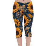 Flower Pattern Spring Velvet Capri Leggings 